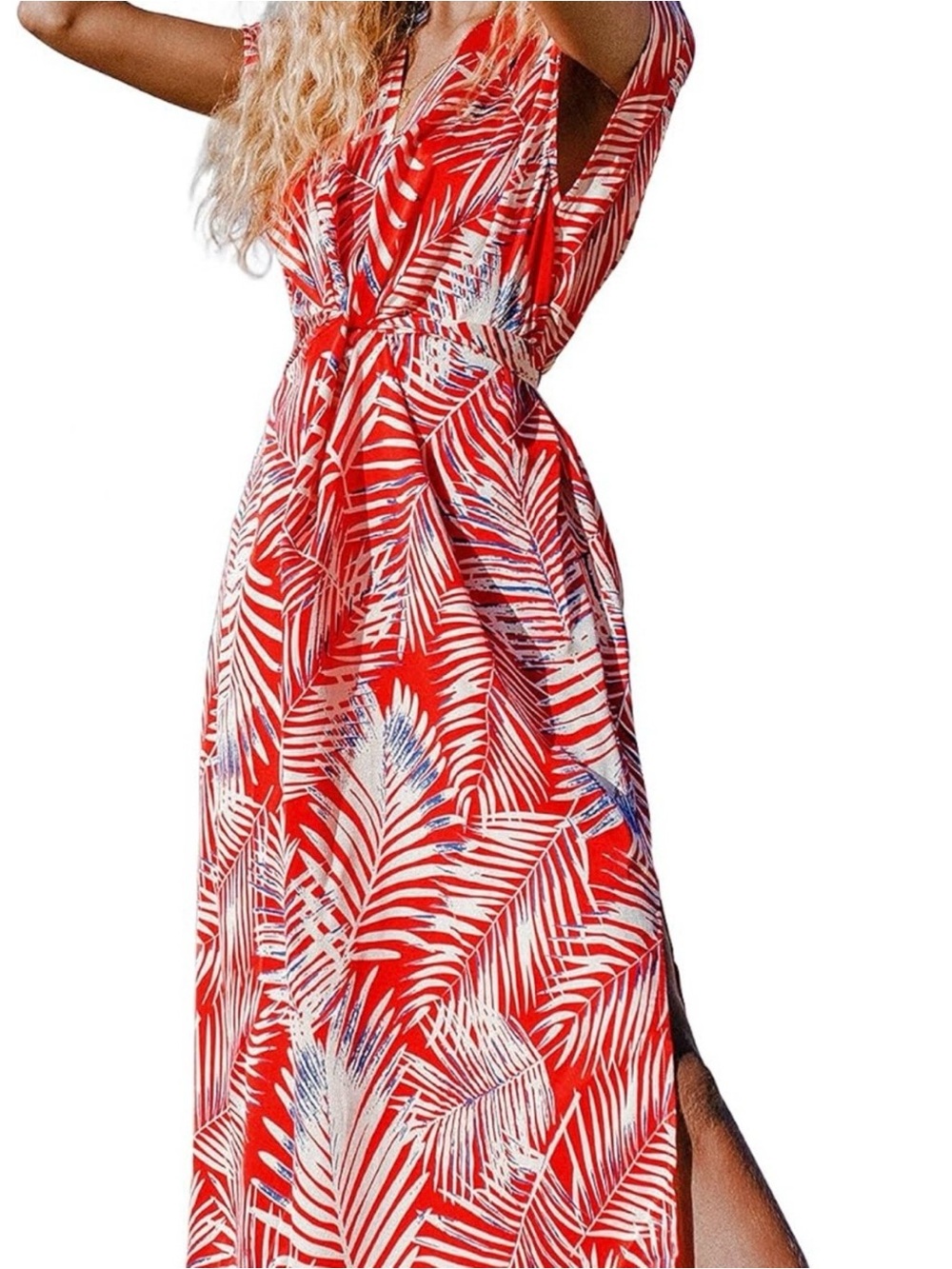 CUPSHE Emmy Tropical Leafy Summer Beach Maxi Dress—SZ. Small